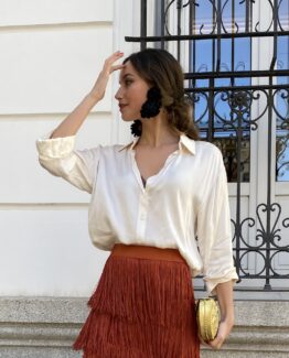 Blusa satén creta beige