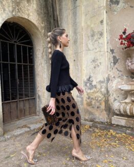 Falda encaje lunares terciopelo