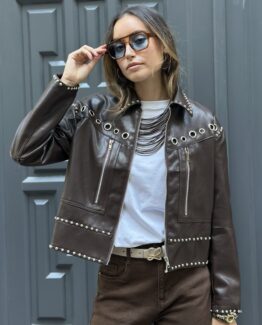 Cazadora eyelets choco