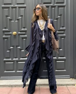 Kimono chiffon volantes azul azul marino