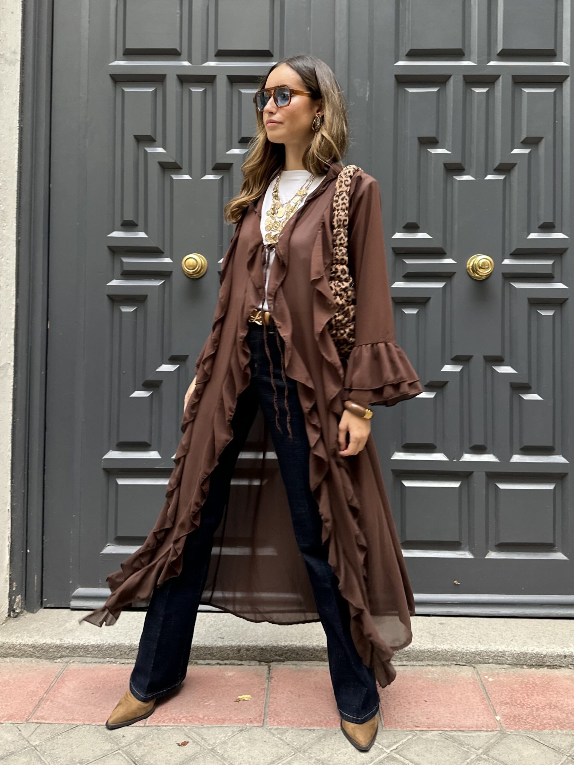 Kimono chiffon volantes choco - Imagen 6