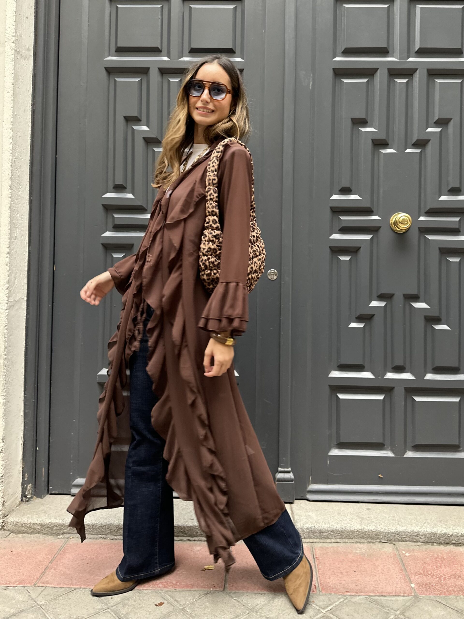 Kimono chiffon volantes choco - Imagen 7