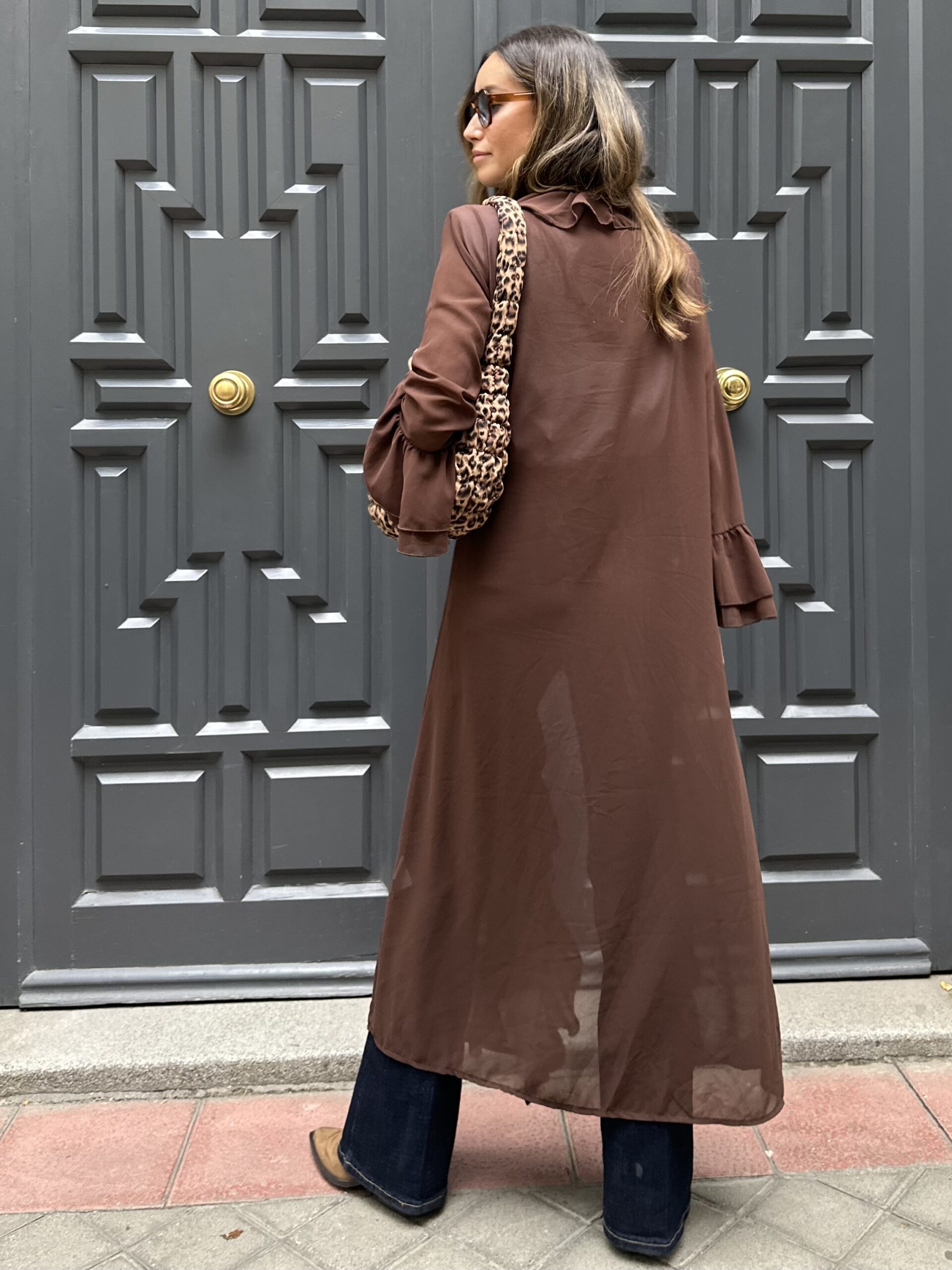 Kimono chiffon volantes choco - Imagen 3