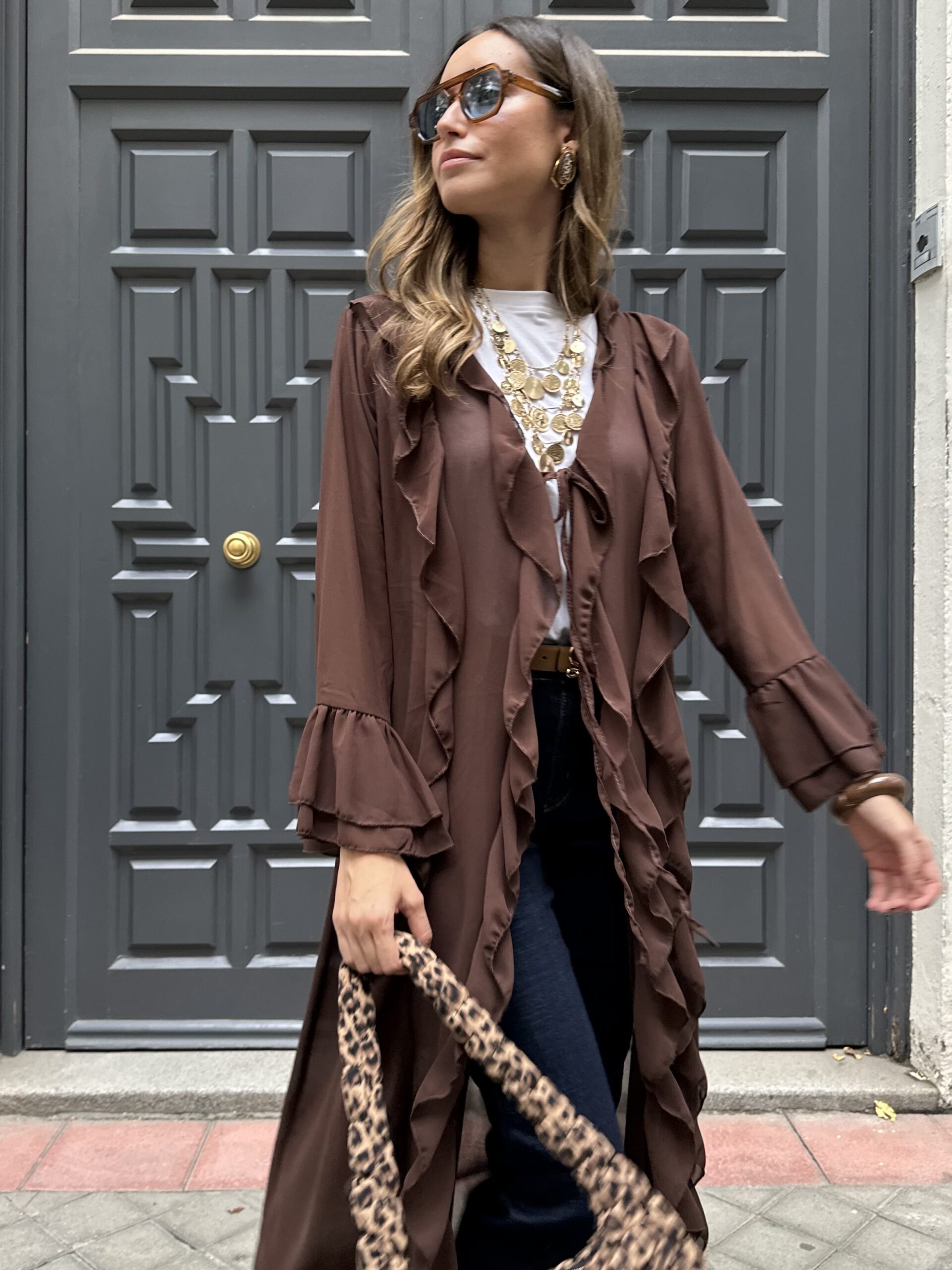 Kimono chiffon volantes choco - Imagen 5