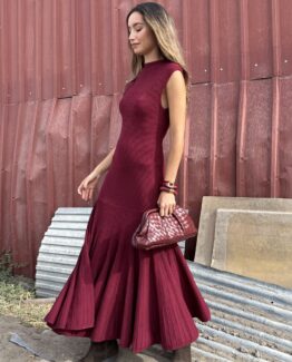 Vestido de punto ginebra Burdeos