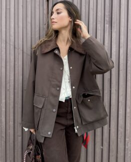 Trench cuello pana chocolate