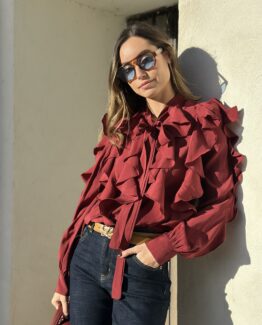 Blusa volantes gala Burdeos