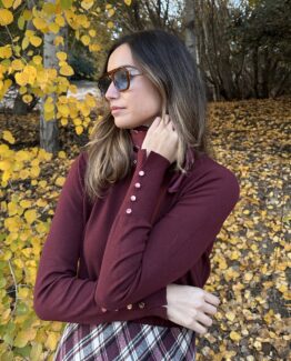 Jersey  punto Puños botones Burdeos