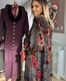 Kimono bloom flocado terciopelo