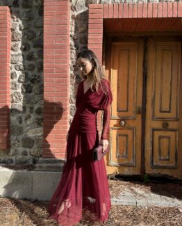 Vestido Celia tul Burdeos