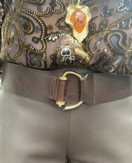 Cinturón elástico de piel Olivia choco