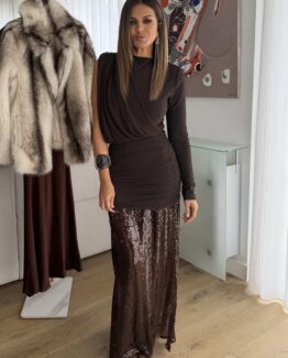 Falda candela sequins chocolate