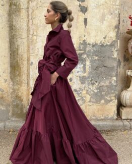Vestido Palermo  tafetán vino tinto