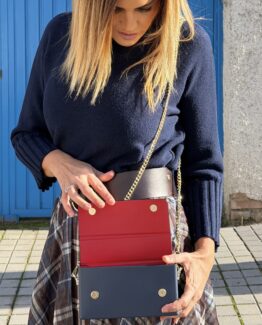 Bolso de piel Blue red