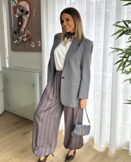 Pantalón satén raya diplomática grey