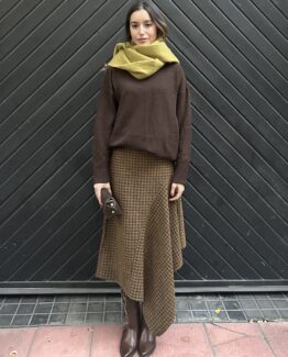 Falda lana cuadros pistacho