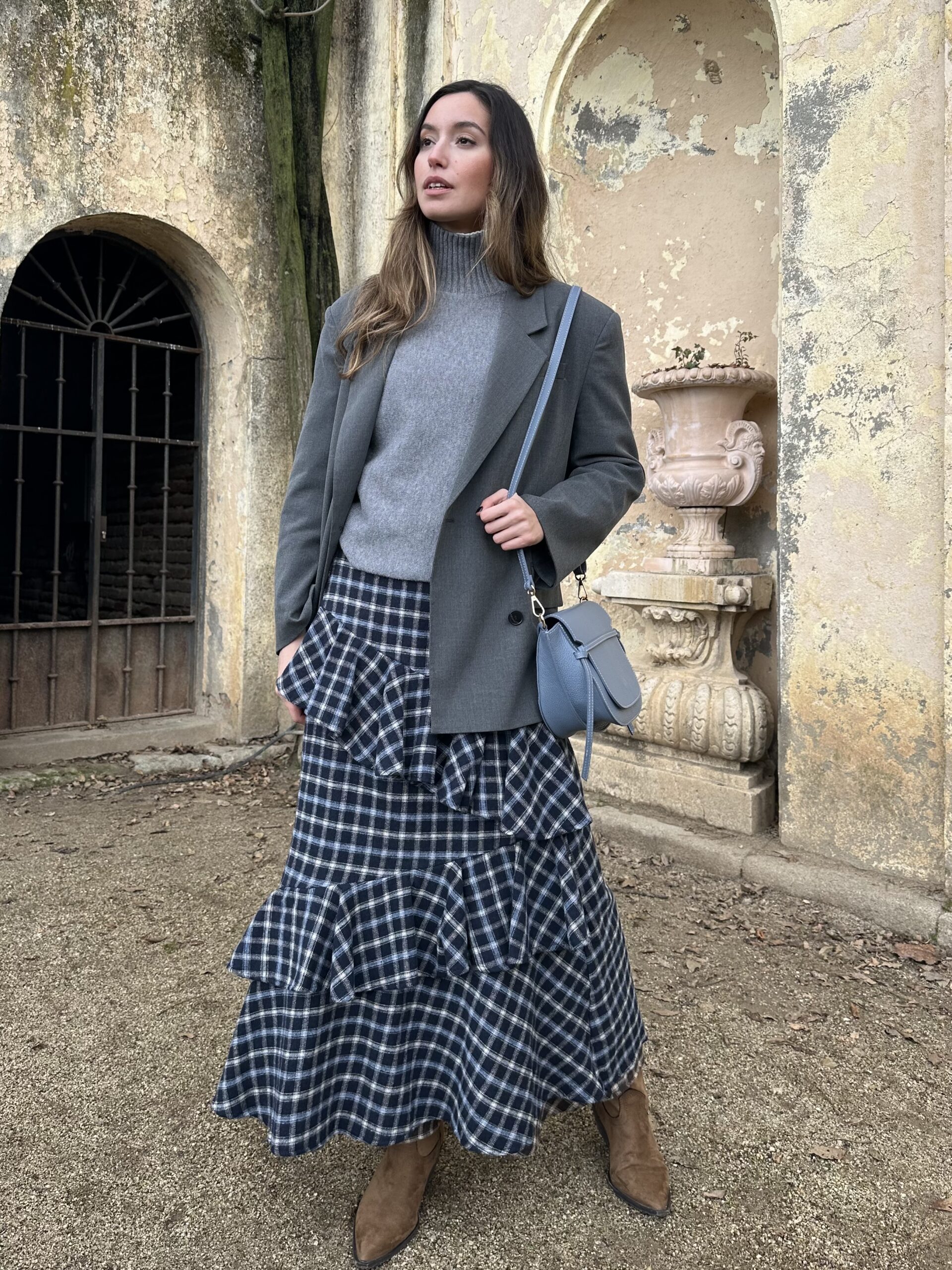 Falda Micaela cuadros azul - Imagen 5