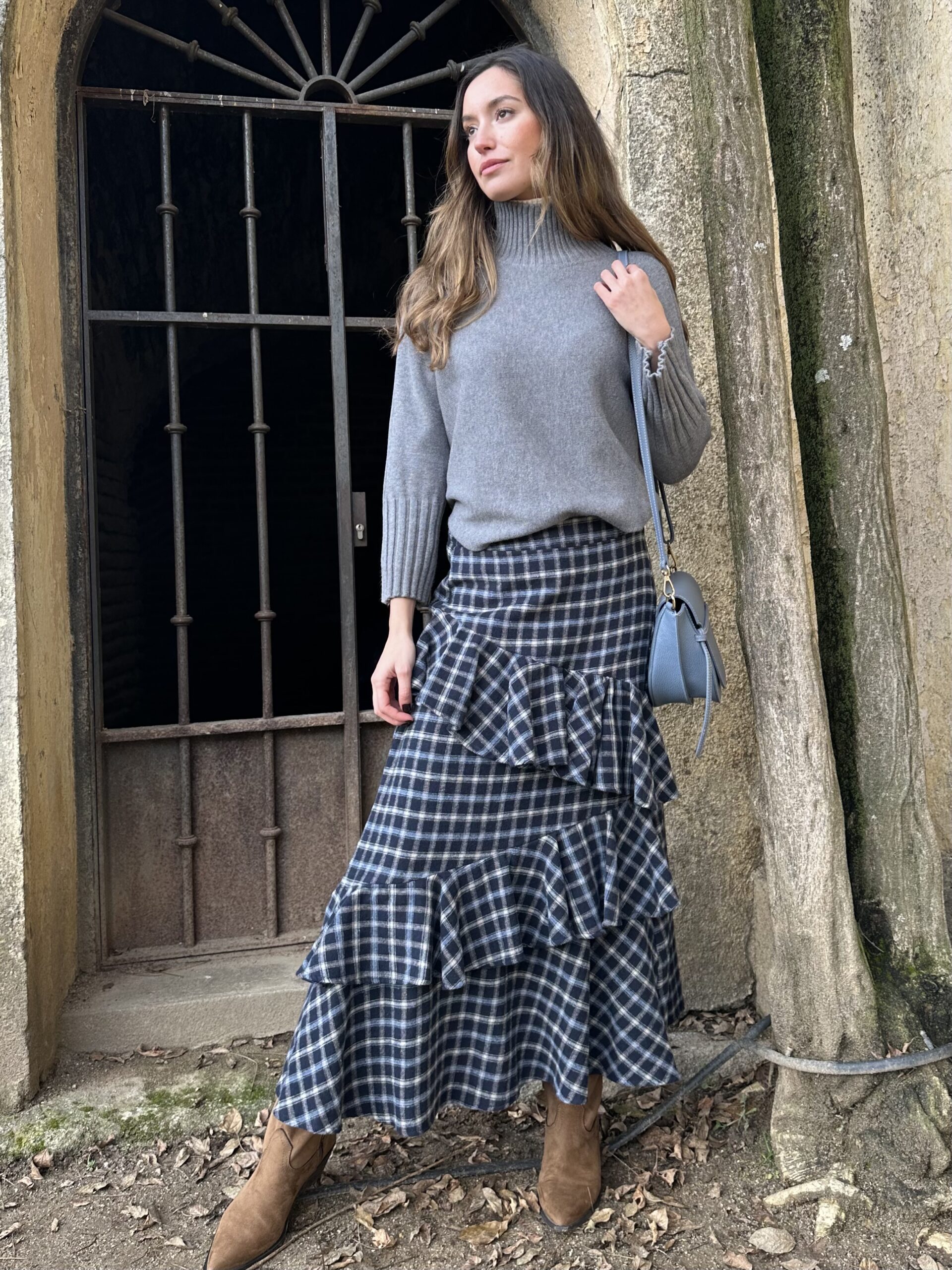 Falda Micaela cuadros azul - Imagen 3