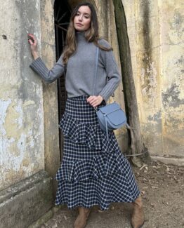 Falda Micaela cuadros azul