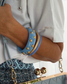 Brazaletes tachas skyblue