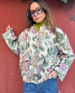 Bomber brocado flores