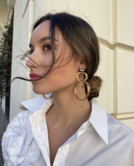 Pendiente doble aro dorado