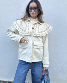Chaqueta capa bordado inglés desmontable