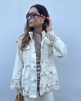 Sahariana bordado inglés ecru