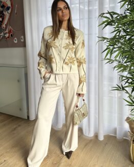 Pantalón crep roma beige