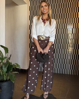 Pantalón bombacho topos chocolate