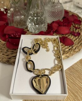 Collar cadena corazón negro