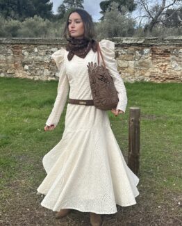 Vestido bordado inglés Gabriela Ivory