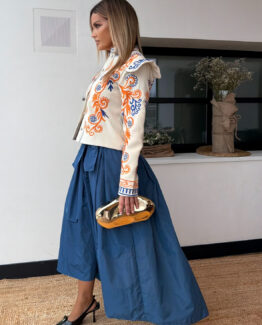 Falda Triana tafetán azul pato