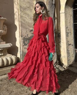 Vestido candela topos rouge