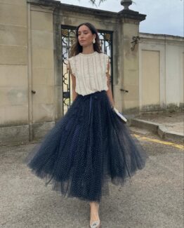 Falda tul plumeti azul marino