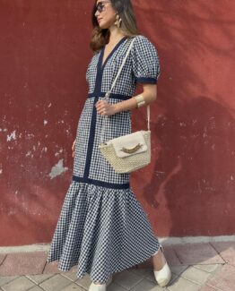 Vestido cuadro Vichy portonovo