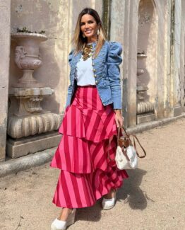 Falda Cayetana rayas rouge