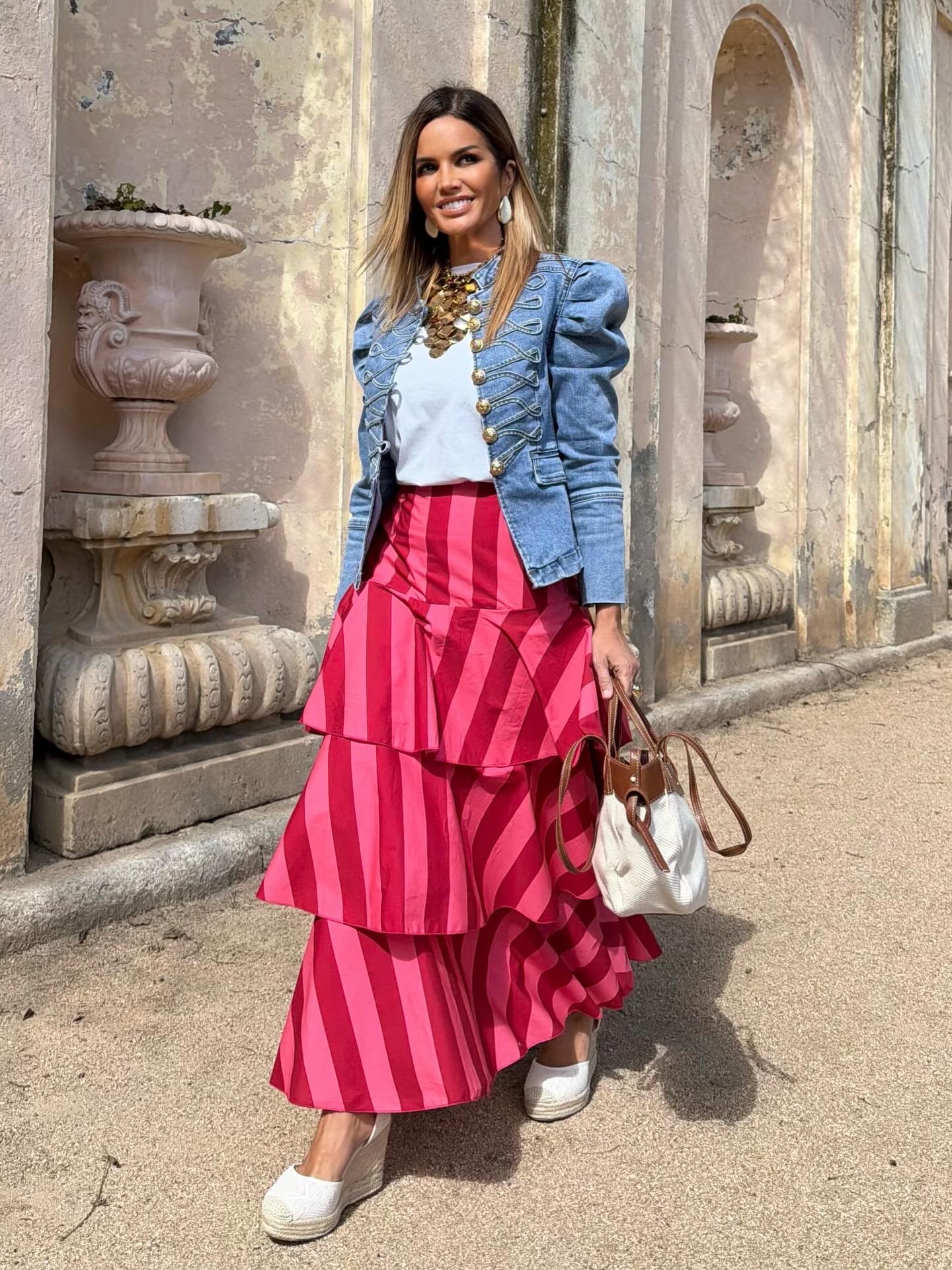 Falda Cayetana rayas rouge