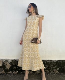 Vestido bordado cuadro Vichy butter yellow