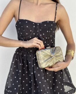 Clutch dorado plisado