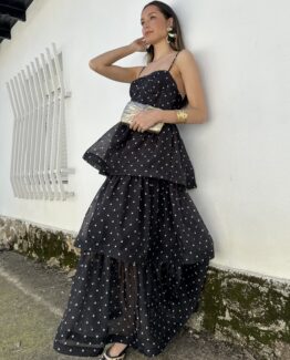 Vestido couture polka dots