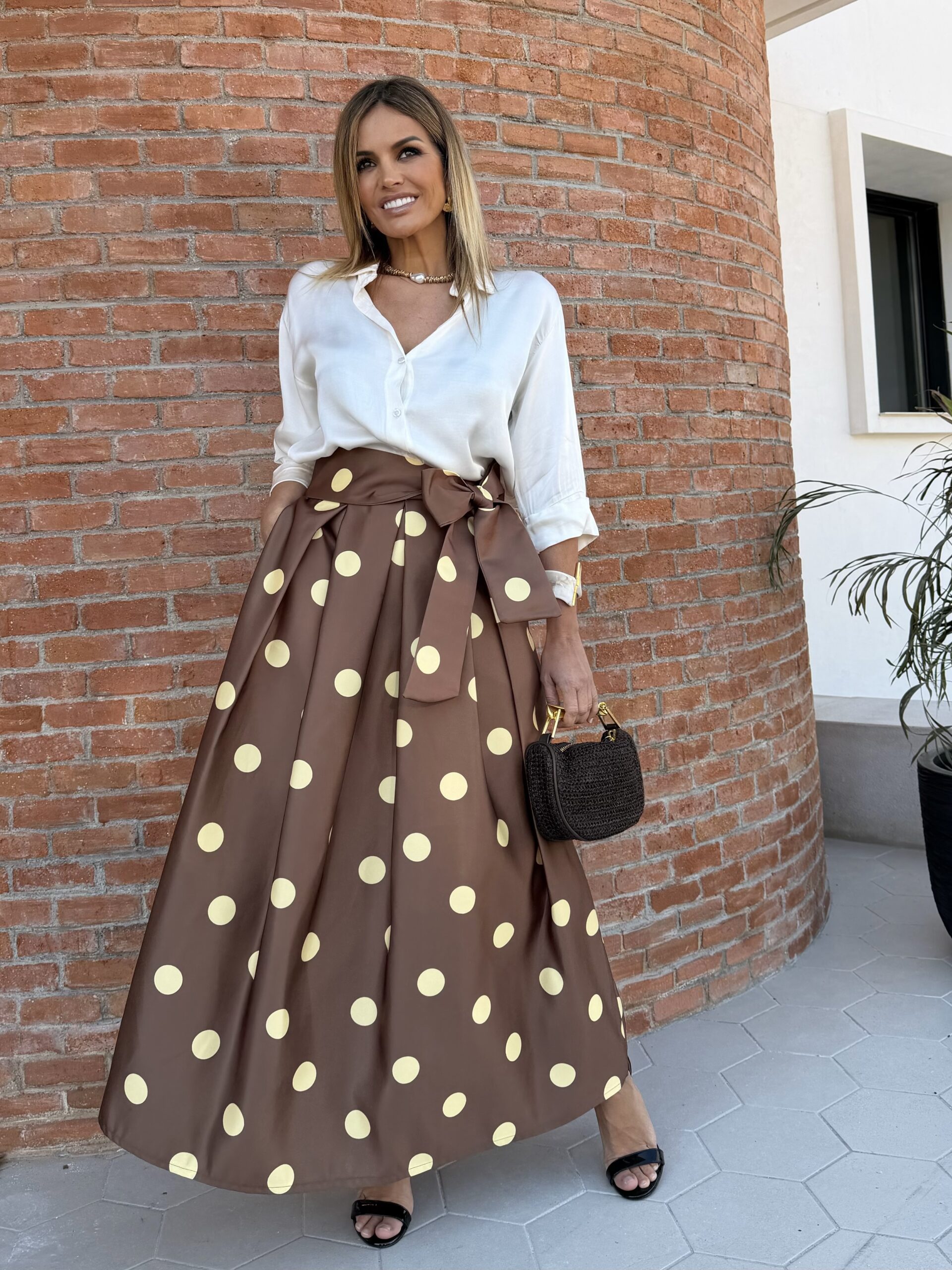 Falda topos chocolate butter yellow