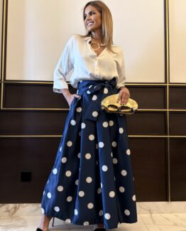 Falda topos azul marino