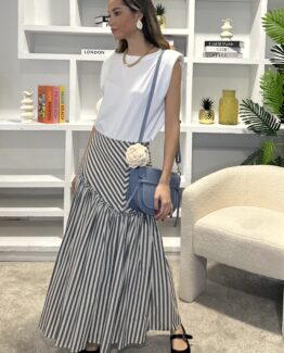 Falda rayas Bianca  azul marino