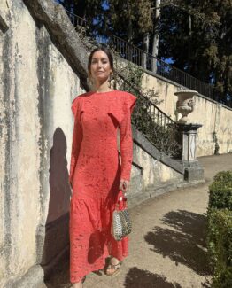 Vestido candela encaje coral