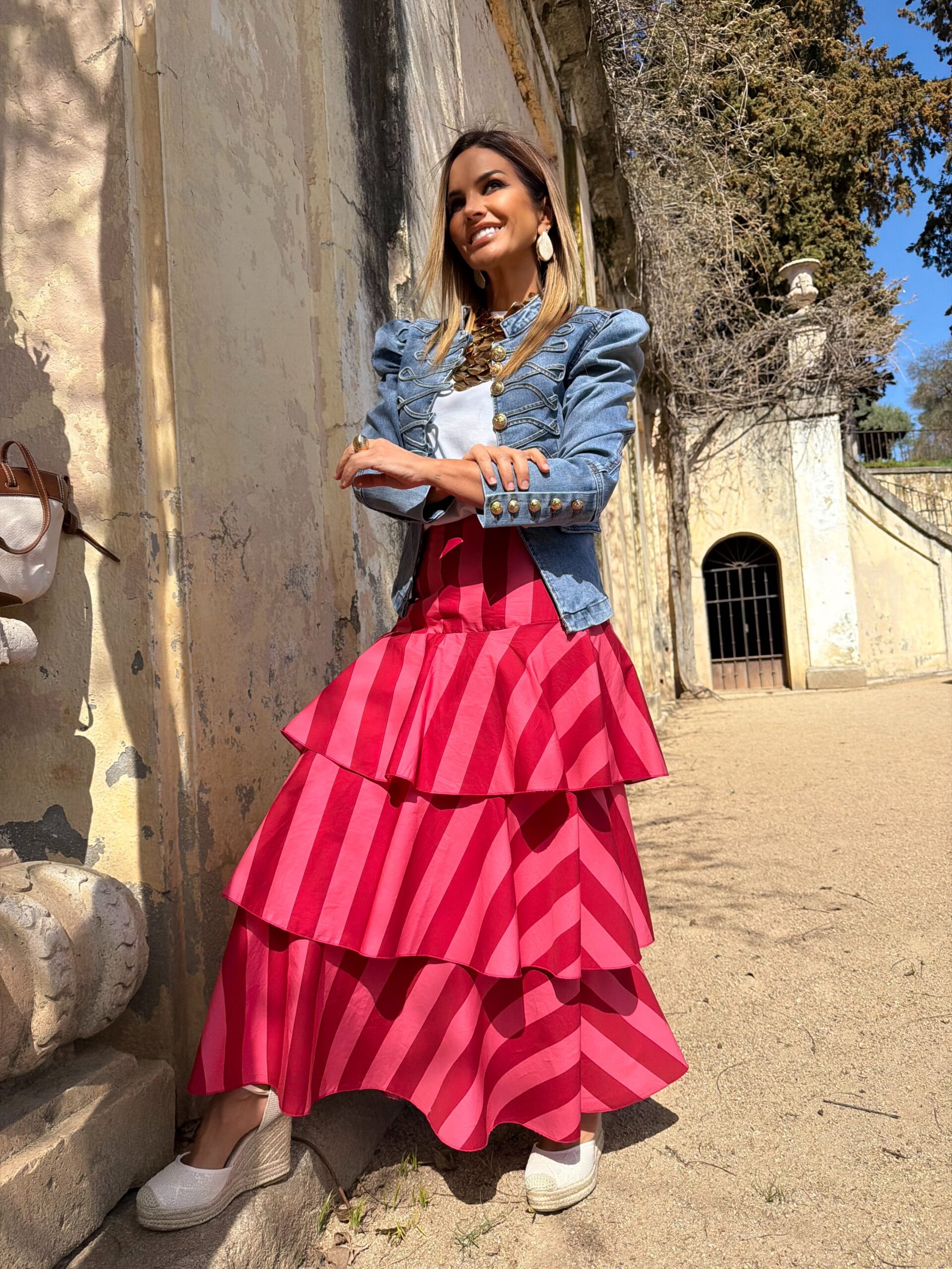 Falda Cayetana rayas rouge - Imagen 3