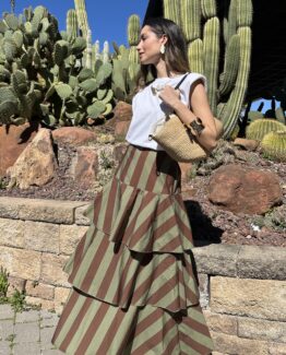 Falda cayetana rayas brown oliva