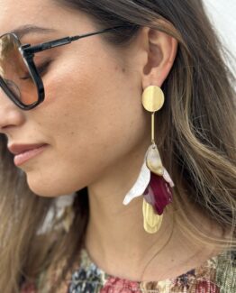 Pendiente tricolor pétalos