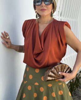 Blusa satén Niza teja