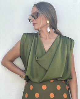 Blusa satén Niza Olive
